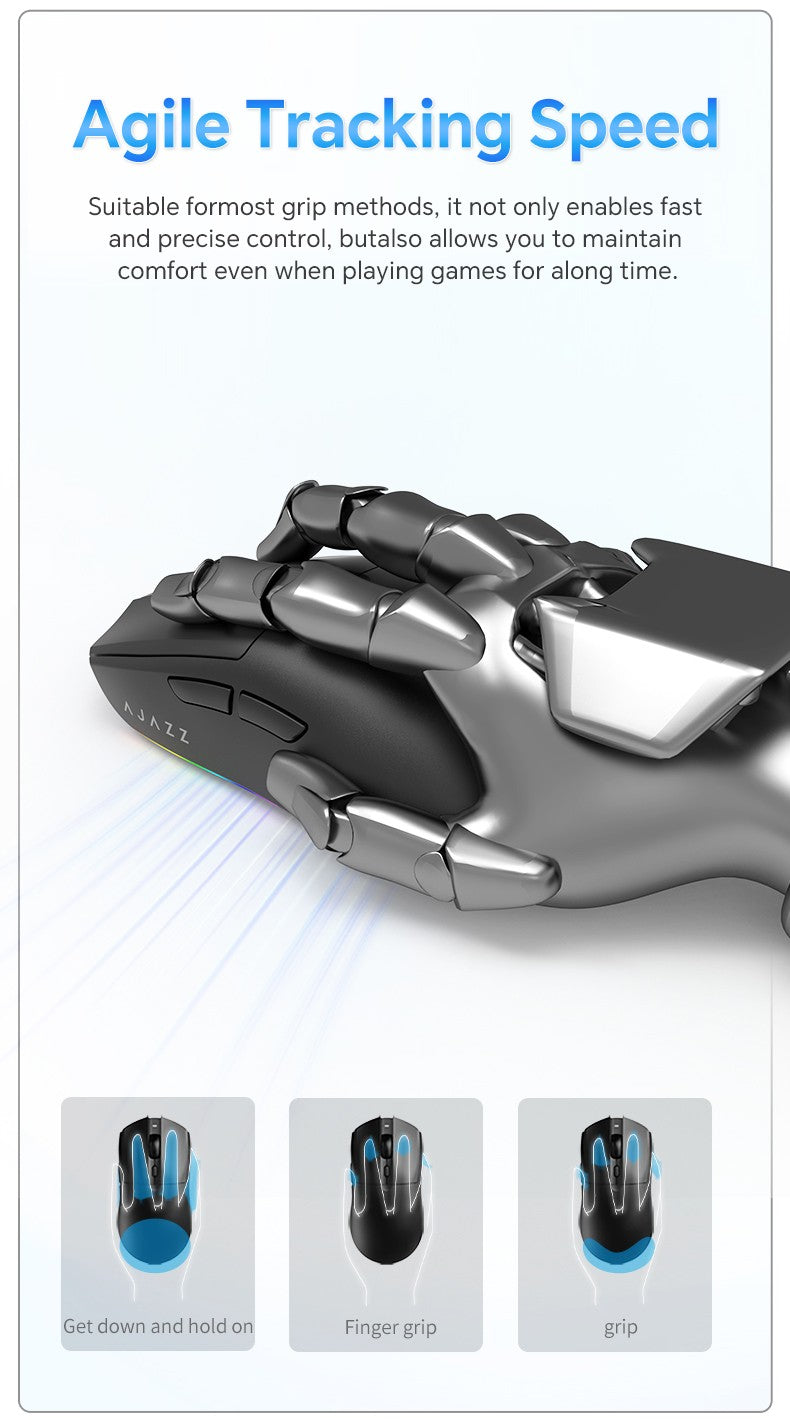 Mouse Gamer Sem Fio AJAZZ AJ139 V2 MC/AJ139 PRO Sensor PAW3311/PAW3395 12000DPI/26000DPI 500mAh Mouse Bluetooth Para PC