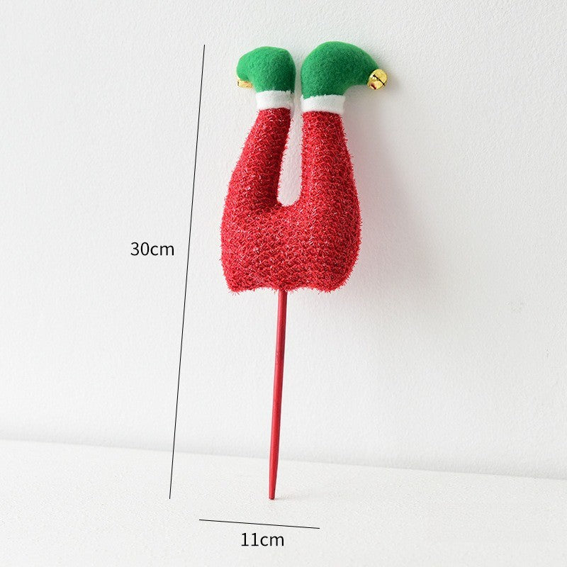 1PC Elf Hat Cuttle Decorated Striped Pants Cuttle Christmas Tree Christmas Elf Stick Christmas Gift Holiday Atmosphere Dress Up