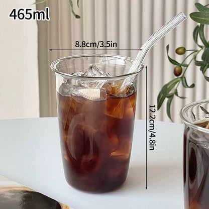 Copos de café gelado Copo de vidro estético Garrafa de água Copos para beber Utensílios de mesa decorativos Caneca de café gelado Copo de coquetel