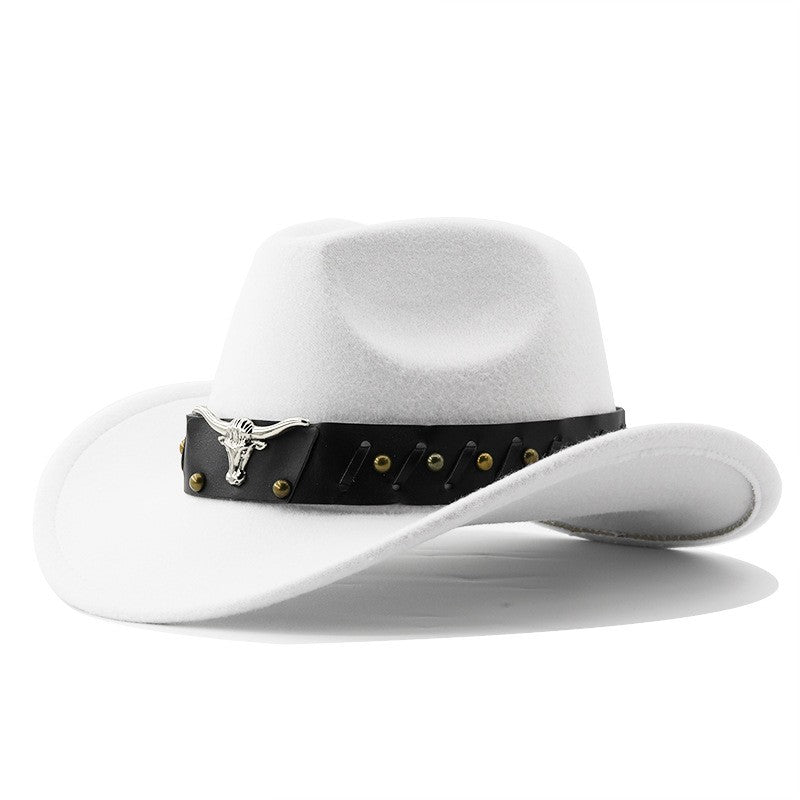 New Vintage Western Cowboy Hat For Men's Gentleman Lady Jazz Cowgirl With Leather Wide Brim Cloche Church Sombrero Hombre Caps