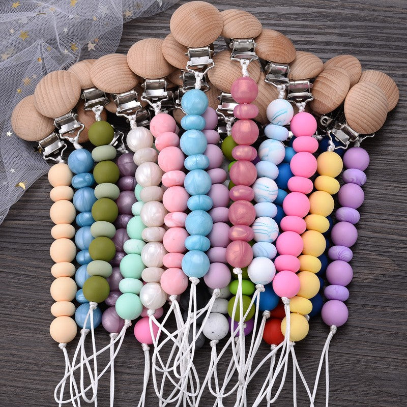 New Silicone Beads Dummy Clip Holder Soother Pacifier Clips Chain for Baby Teething Toys Chew Gifts Accessories BPA Free