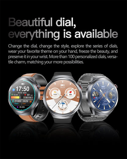 Relógio Inteligente Smartwatch Masculino 2026 Health Tracker com Safira e Medição de Ácido Úrico, Gordura Sanguínea, Pressão Arterial e ECG+PPG com Análise Corporal