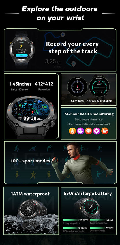 2025 New For Xiaomi GPS Sports Smart Watch Men Waterproof Fitness Trackr Bluetooth call 650Mah Battery Smartwatch Woman Bracelet