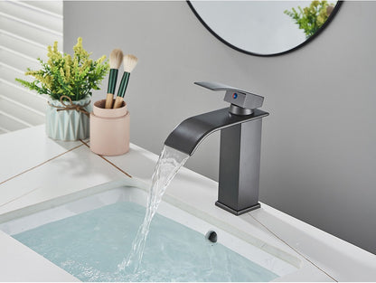 Brushed Golden Basin Faucets Elegant Waterfall Bathroom Sink Faucet Single Lever Hole Deck Mount Brass  Mixer Taps