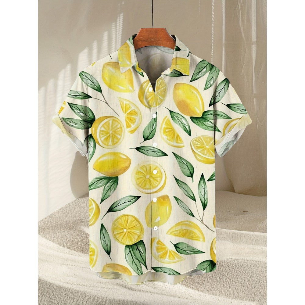 Fruit 3D Printed Fashion Men's Shirt Lemon Banana 3D Printed Summer Short Sleeve Hawaiian Shirt Beach Holiday Cool Casual Tops