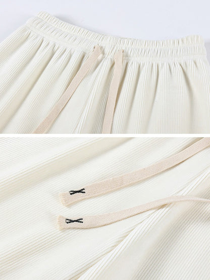 Women Wide Leg Corduroy Pants Autumn Winter Women Basic Elastic Waist Stright Long Pants Casual Female Long Pants Trousers