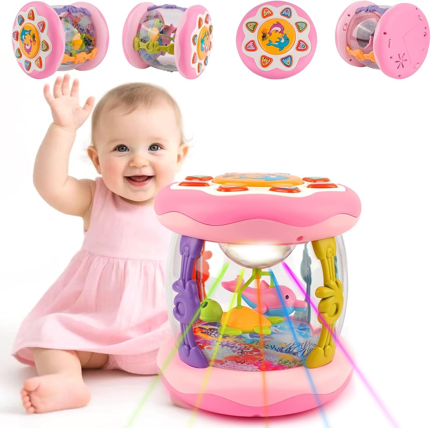 Brinquedo Musical Interativo com Luzes Giratórias 360° que Promove o Aprendizado da Caminhada, Agarrar e Engatinhar do Bebê