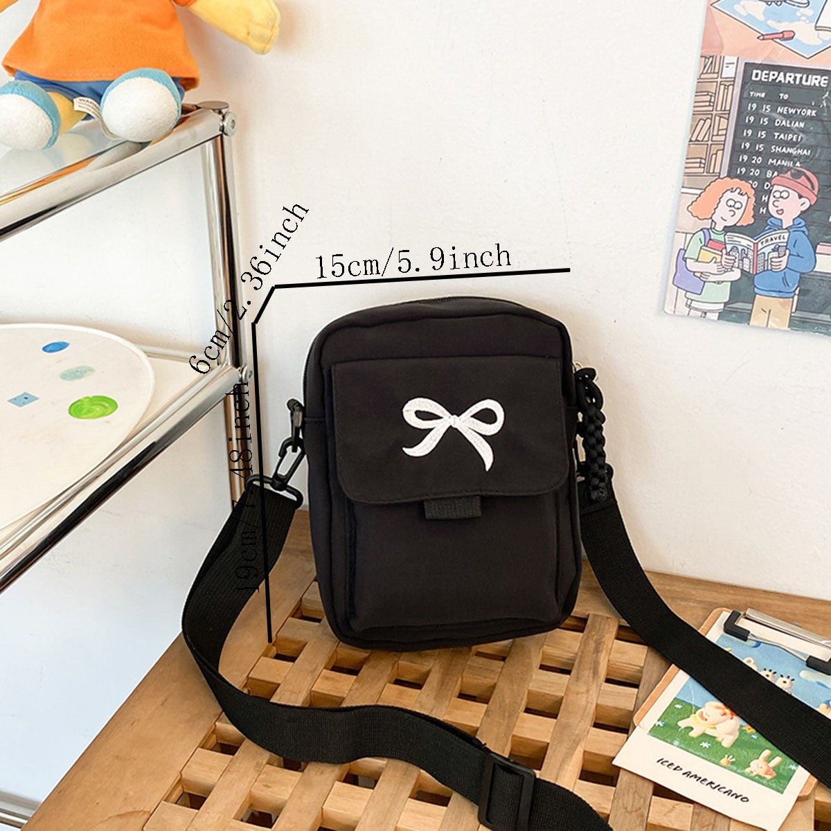 Japanese-style cute bow student single-shoulder bag, soft and girly forest-style lady's commuter small crossbody bag