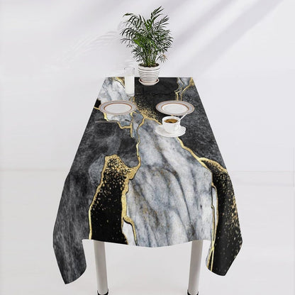 White Grey Gold Marble Texture Rectangle Tablecloth Holiday Party Decor Modern Abstract Geometric Texture Table Cloth Home Decor