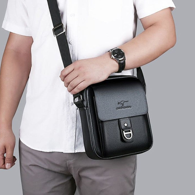 Men's Multi-Color Leather Crossbody Bag, Versatile Casual, Multi-Compartment, Daily Commuting, Stylish & Practical