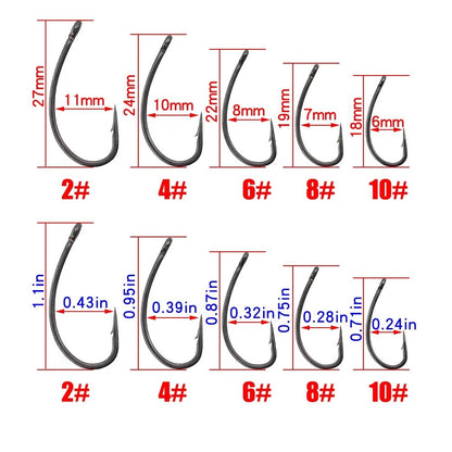 Hirisi 15x Anzóis de Pesca de Carpa Com Olhal Micro Farpa Aço de Alto Carbono Anzóis Revestidos de PTFE Acessórios de Pesca X915
