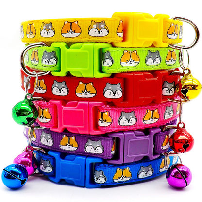 100Pcs Dog Collar With Bells Adjustable customize Necklace Puppy Kitten Collar Accessories Pet Shop Products Rabbit Neck Strap