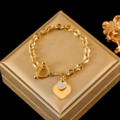 EILIECK Pulseira Feminina de Aço Inoxidável 316L Dourada com Estrela-do-mar, Lua e Estrela, Joia da Moda, Presente para Festa