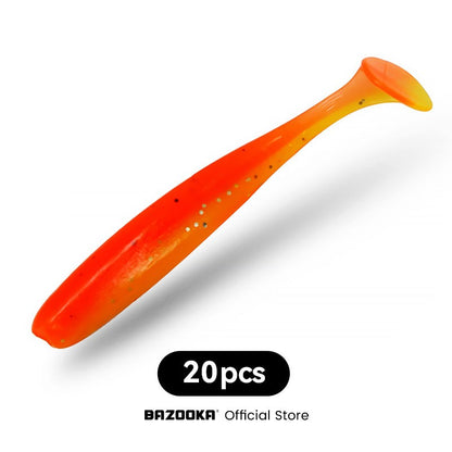 Bazooka Shad Worm Pesca Isca Artificial Macia Grande Silicone 90 100mm Isca Cauda T Easy Shiner Wobbler Swimbait Pesca Truta Lúcio Baixo Inverno