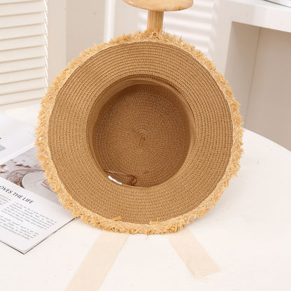 Summer Sun Protection Straw Hat Parent-Child Mother Daughter Outdoor Wide Brim Lace Woven Beach Sun Hat for Adult and Baby