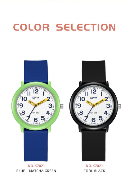 TPW Learning Watch Colorful Dial Cute Watch For Young Ladies Rubber Strap Luminous Hands