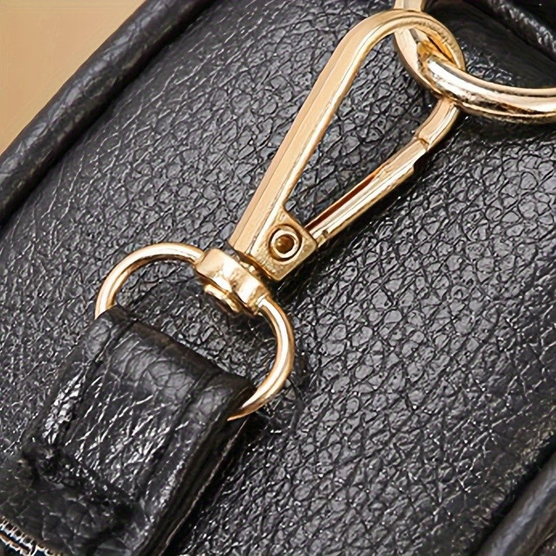 Small Quilted Crossbody Bag, Stylish PU Leather Shoulder Purse with Vintage Round Shape, Trendy Accent - Perfect for Daily Use