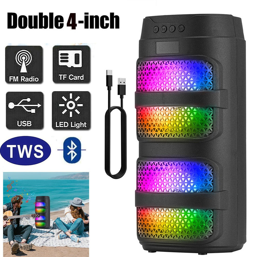 Caixa de som Bluetooth 3000W, alto-falante duplo de 4 polegadas, subwoofer estéreo portátil para ambientes externos, alto-falante sem fio 5.0, luz LED recarregável