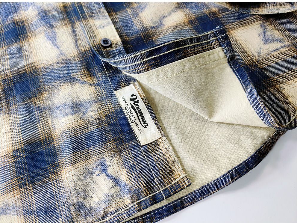 Autumn New Japanese Retro Long-Sleeve Lapel Plaid Cargo Shirt Men's Simple 100% Cotton Washed Pocket Casual Blouses Thin Coat