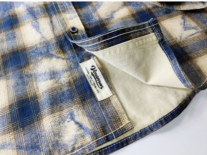 Autumn New Japanese Retro Long-Sleeve Lapel Plaid Cargo Shirt Men's Simple 100% Cotton Washed Pocket Casual Blouses Thin Coat