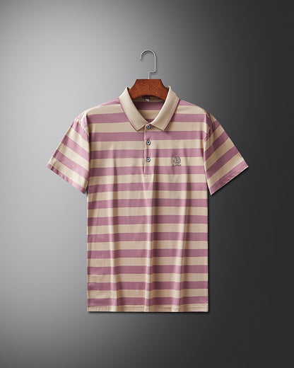High End Design Men's Polo Shirt Striped Letter Print Short Sleeve Lapel T-Shirt Summer New Business Versatile Casual Men's Wear
