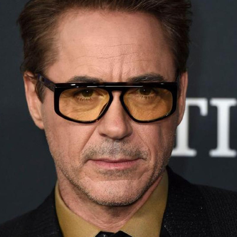 Iron Man Robert Downey Sunglasses Tony Stark Original Sunglasses Yellow Lens Cycling Glasses Man Car Driving Glasses Oversized