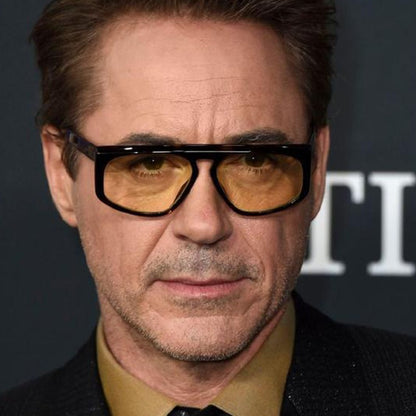 Iron Man Robert Downey Sunglasses Tony Stark Original Sunglasses Yellow Lens Cycling Glasses Man Car Driving Glasses Oversized