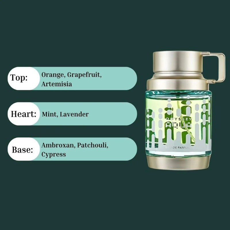 Armaf Odyssey Aqua Edition Eau de Parfum Spray 100ml Original Arab Perfumes Lasting Woody Aromatic Perfume Cologne for Men Gifts