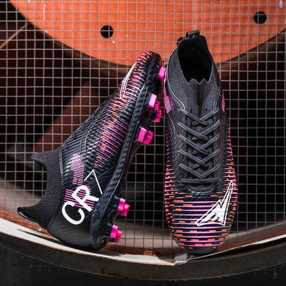 Unisex Soccer Shoes High-Tops Lace-Up Non-Slip Spikes Outdoor Sports Athletic Football Cleats for Professional Training Sneaker