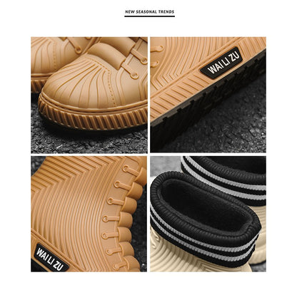 Versatile Casual Short-barreled Waterproof Shoes Men Women Lined With Fleece Warmth Anti-slip Wear-resistant Outdoors Rain Boots
