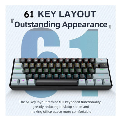Teclado Mecânico com Fio Portátil APAYADO K61 60% com Fio 61 Teclas RGB Fantasma