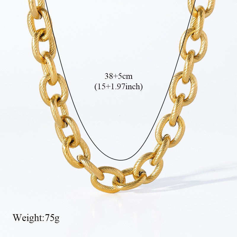 EILIECK Colar de Corrente Grossa de Aço Inoxidável 316L Dourado e Prateado para Mulheres, Corrente Cubana da Moda, Joia Impermeável de Presente