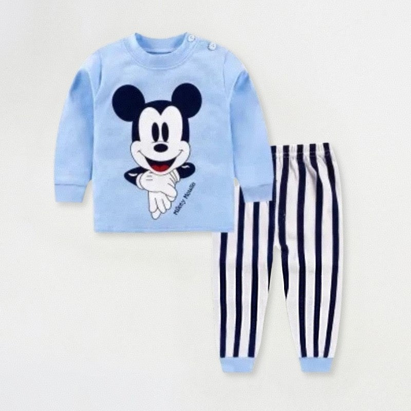Disney Mickey Print Baby Boys Underwear Set Autumn Kids Home Clothes Suit Casual Cartoon Long Sleeve Tops + Pants Children's Pjs