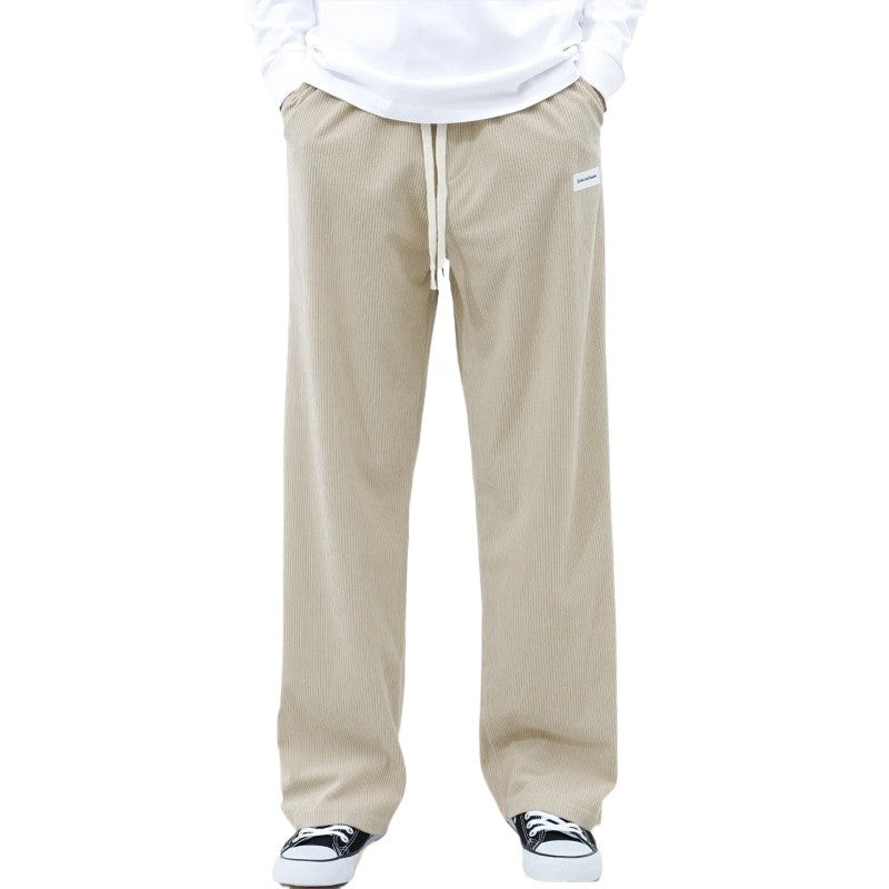 Mens Corduroy Joggers Pants Casual Cargo Pants Drawstring Elastic Waist Baggy Tapered Sweatpants with Pockets Outdoor Sweatpants