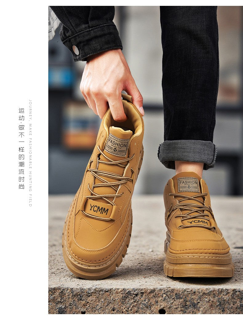 Men's boots four season high-top Joker thick-sole casual boots soft-sole non-slip comfort outdoor boots fashion youth work boots