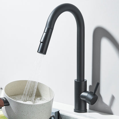 Torneira Misturadora de Cozinha Monocomando Quente e Frio com Bico Extensível e Duas Funções, Montada na Bancada