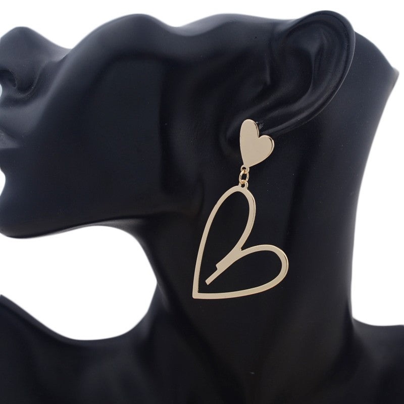 2024 Novas Brincos Pendentes de Coração Femininos da Moda Brincos de Coração de Amor de Camada Dupla Lindos Brincos Bohemianos