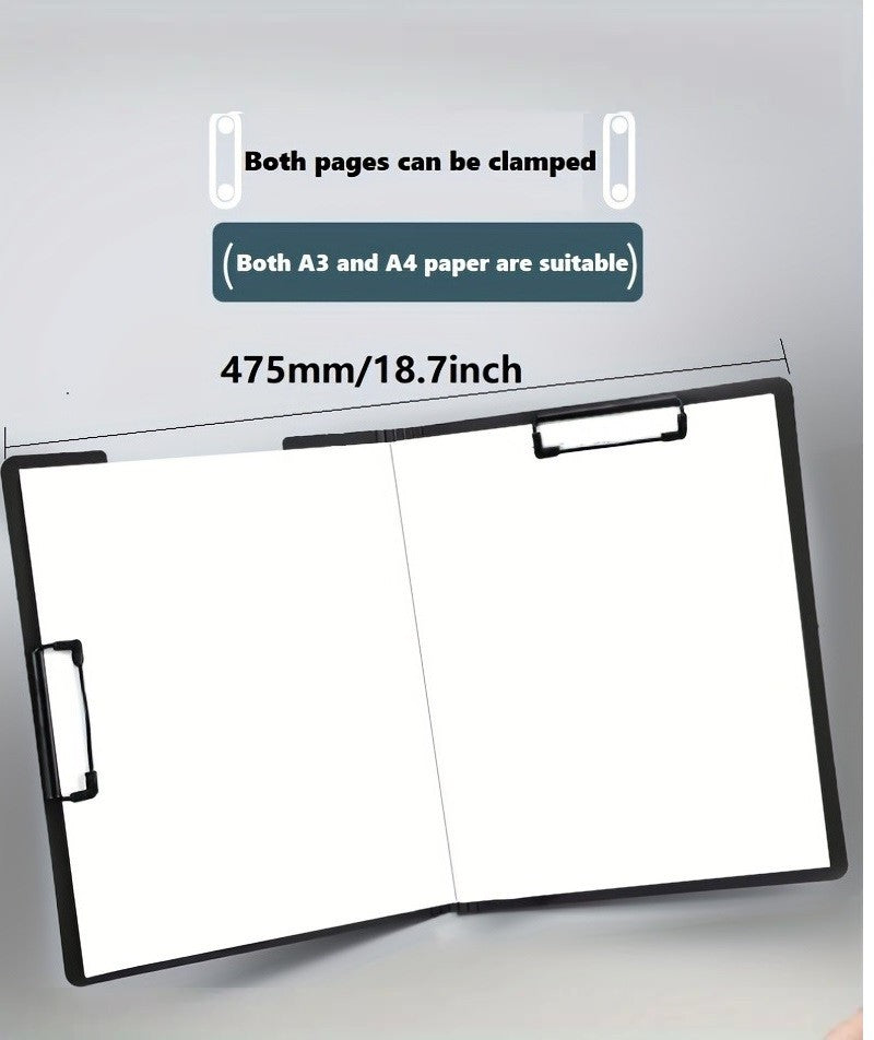 A4 File Folders Clipboard Double Clip Clip Board 100 Sheets Office Documents Organizer Writing Pad Paper Storage School Supplies
