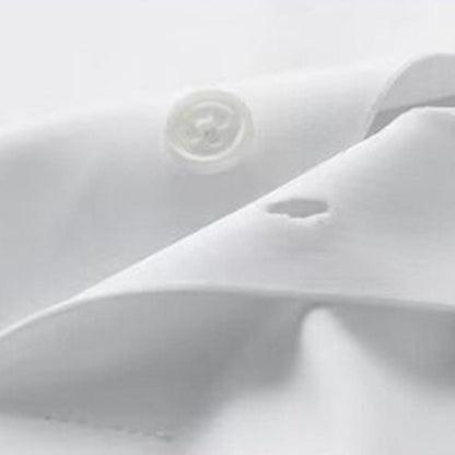 Men Business Shirt Men Shirt High Elasticity Men's Formal Shirt with Turn-down Collar Solid Color for Business for Soft