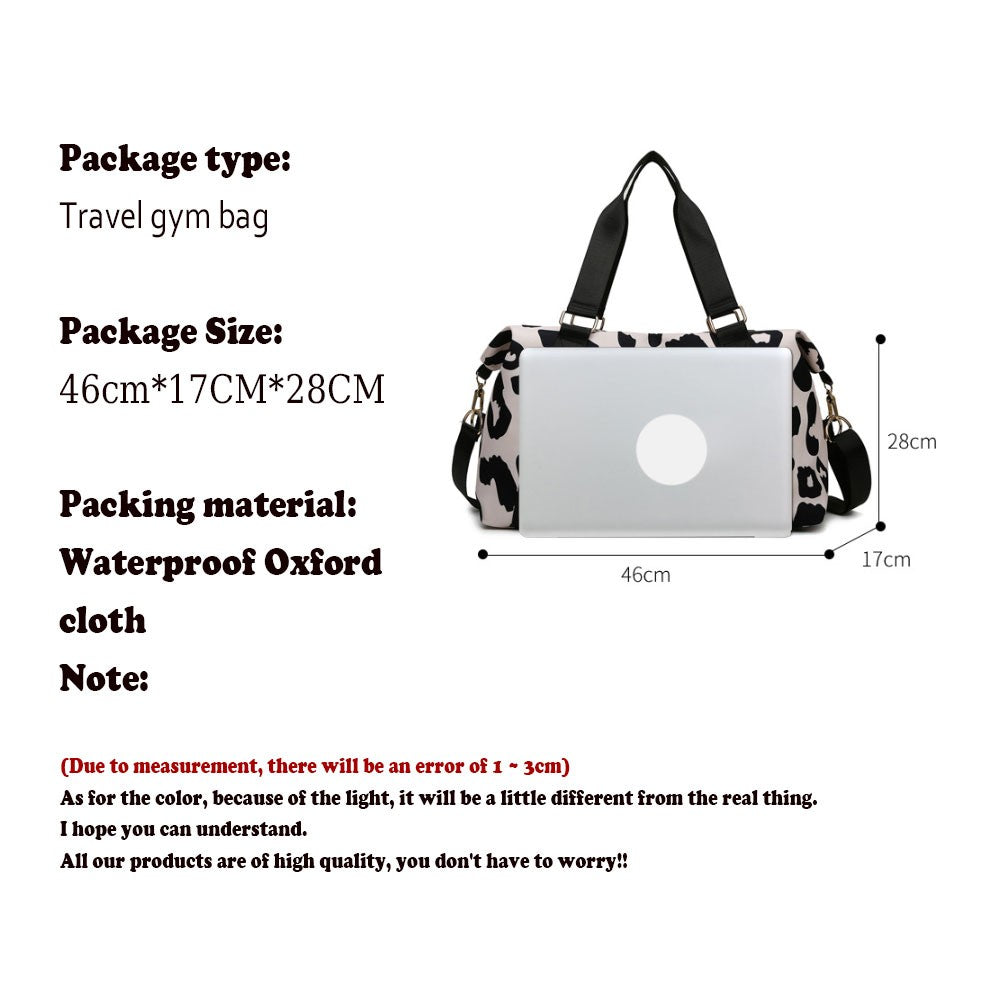 Large Capacity Travel Bag Wet Dry Shoulder Luggage Handbag Leisure Sports Fitness Bag Leopard Print Beach Bags Women's Backpack