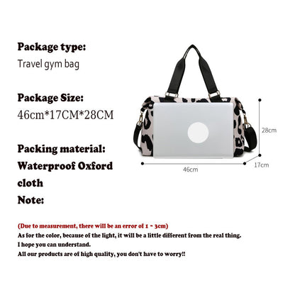Large Capacity Travel Bag Wet Dry Shoulder Luggage Handbag Leisure Sports Fitness Bag Leopard Print Beach Bags Women's Backpack