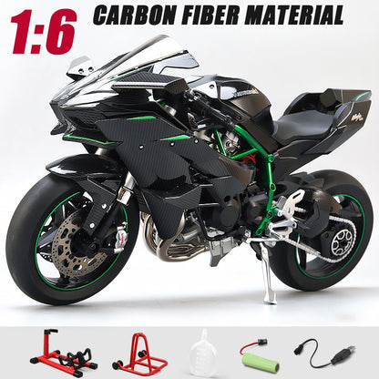 Pulverizador 1:6 Kavvasaki Racing Ninja 500 H2R Simulação de Motocicleta Luz de Som Coleção de Presentes para Crianças Velozes e Furiosos Display de valor
