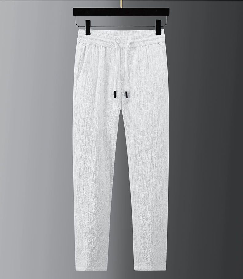 Men Suit Drawstring Pants Blazers Men's Sets Tracksuit Spring Autumn Pleated Suits Thin Casual Outfits Black White Single Button