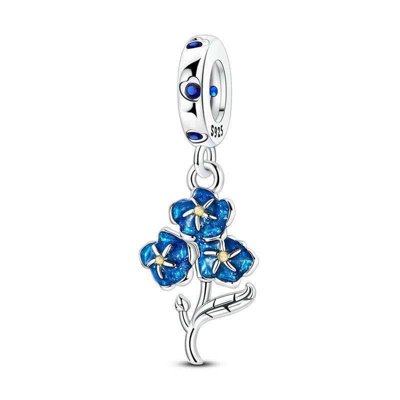 Pingente Charm Libélula Tema Primavera Prata Esterlina 925 Borboleta Flor Pendente Compatível com Bracelete Colar Joias DIY