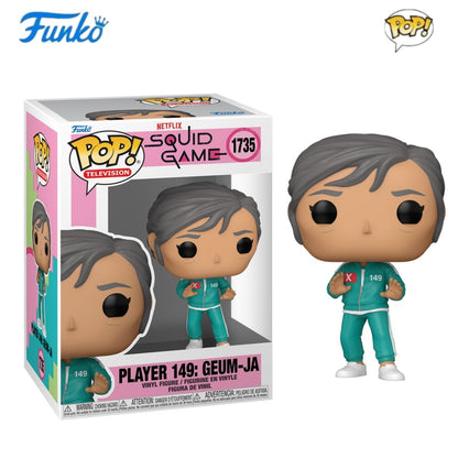 Boneco FUNKO POP Edição Limitada do Jogo da Lula: Jogador 001, Geum-ja, Hyun-ju, Front Man, Jogador 456: Seong Gi-Hun (Chutando Jegi)