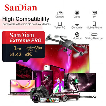 2TB High-Speed Micro TF/SD Card 512GB 1TB Cards Class 10 Memory Card Waterproof  Large Capacity Memory SD cards for PC Tablet