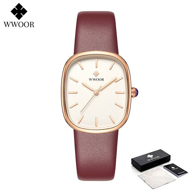 WWOOR New Reloj Fashion Women's Bracelet Watch Luxury Brand Elegant Dress Quartz Clock Waterproof Top Ladies Wristwatch Gift Box