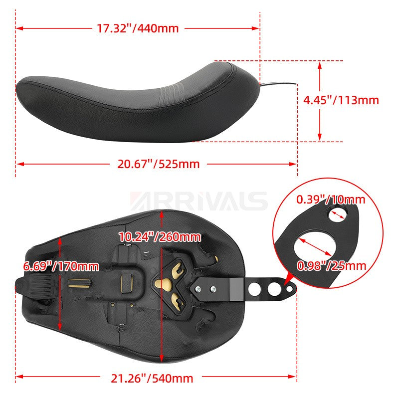 Banco Solo Preto Dianteiro para Piloto/Condutor de Moto para Harley Sportster XL 1200 883 72 Forty Eight 2016 em diante