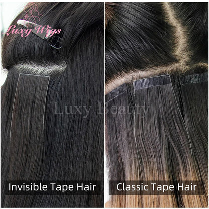 Fita Invisível de Aplique de Cabelo Humano Fita PU Injetada Dupla Face Extensões de Cabelo Preto Loiro Castanho Apliques de Fita 10 Peças