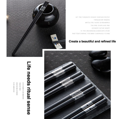 1 Pair Chinese style chopsticks tableware food stick alloy Catering utensils sushi sticks Non-slip Household Kitchen Utensils